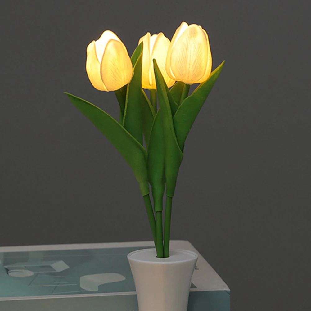 

Cordless Tulip Night Light Flower Table Led Small Bedroom Office Decorative Lighting Unique Gift Diy Floor Lamp