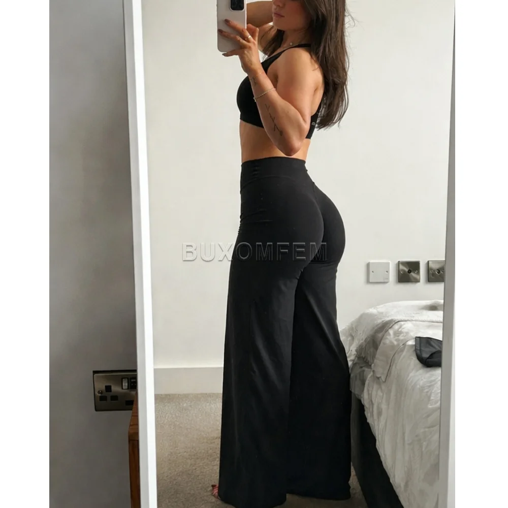 Women's Modeling Wrap Hips Lightly Shaped Leggings Ladies High Waisted Lifting Hip Yoga Pants Women's New Stylish Flared Jeans
