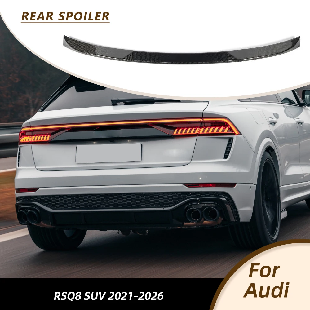 

Car Rear Middle Racing Spoiler Lip For Audi RSQ8 RS Q8 2020-2026 Car Rear Auto Trunk Wing Lip Car Racing Body Kits Carbon Fiber