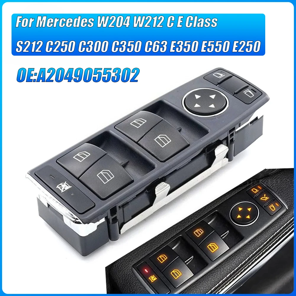 

Передний левый переключатель управления стеклоподъемником A2049055302 для Mercedes W204 W212 C E Class S212 C250 C300 C350 C63 E350 E550 E250