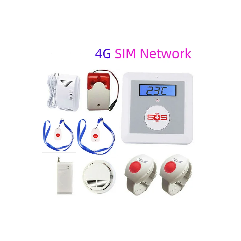 

Wireless Emergency SOS Neck Wrist Panic Button 4G SMS Alarm System APP Remote Control 4G SIM Senior Elderly Healthcare Panel