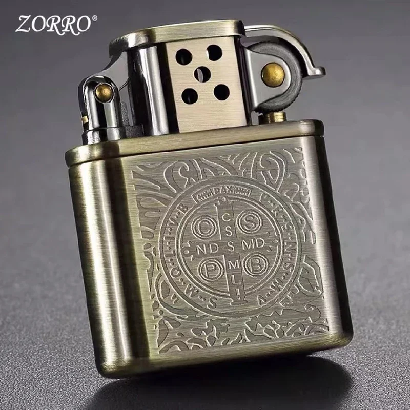 ZORRO Vintage Metal Constantine Kerosene Lighter Flint Copper Oil Gasoline Cigarette Lighter Antique Series Lighter