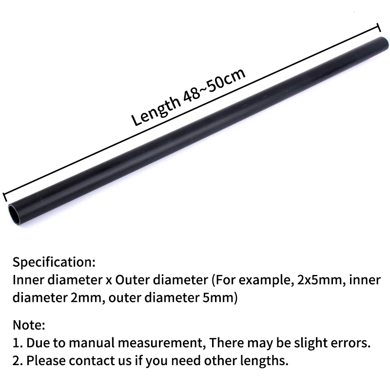2 szt. Czarny PVC akcesoria do fajka wodna do nawadniania domu O.D5 ~ 16mm akwarium sztywna rurka O długości 48 ~ 50cm