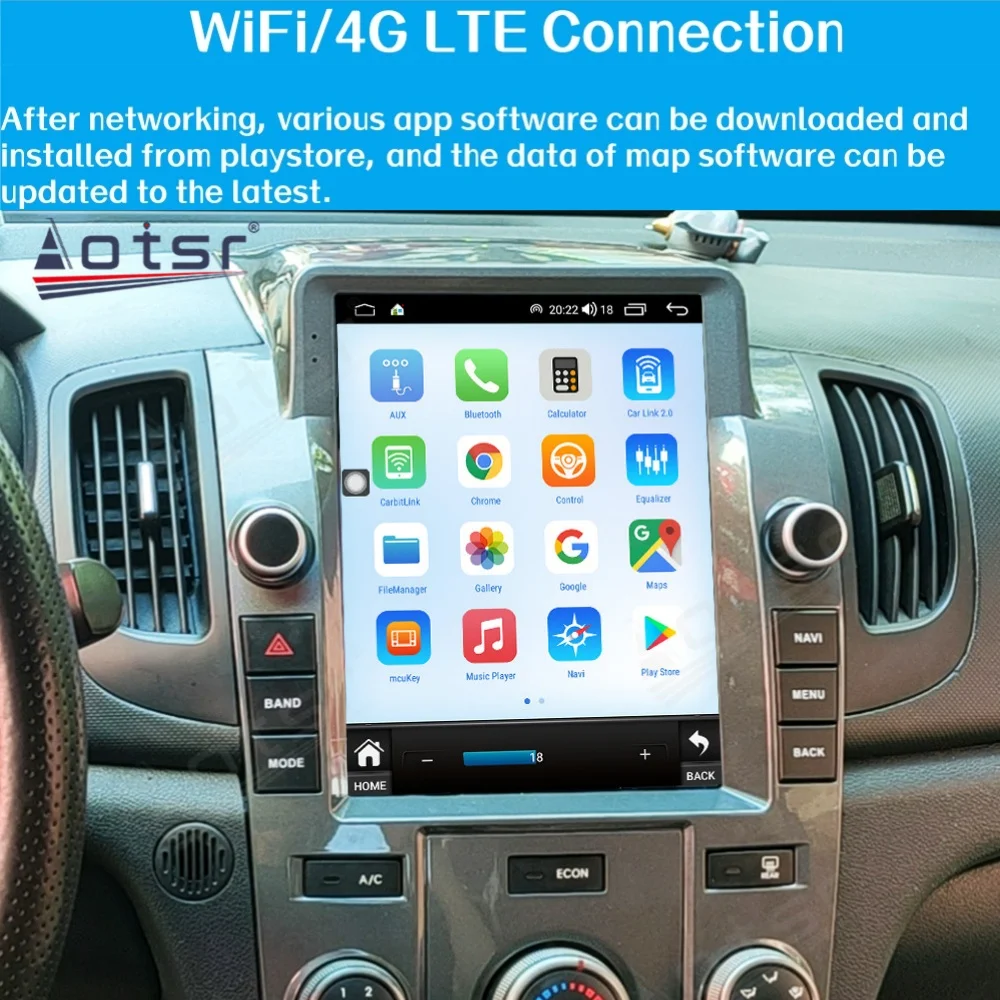 8 Core For Kia Forte 2008~2012 Car Radio Stereo Multimedia Player Android 14 For Tesla 9.7'' Auto GPS Navigation Carplay HD