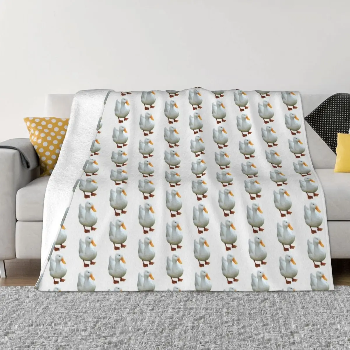 

Cute White Duck (Pekin) Throw Blanket Flannels Blanket For Sofa Thin Furry Blankets