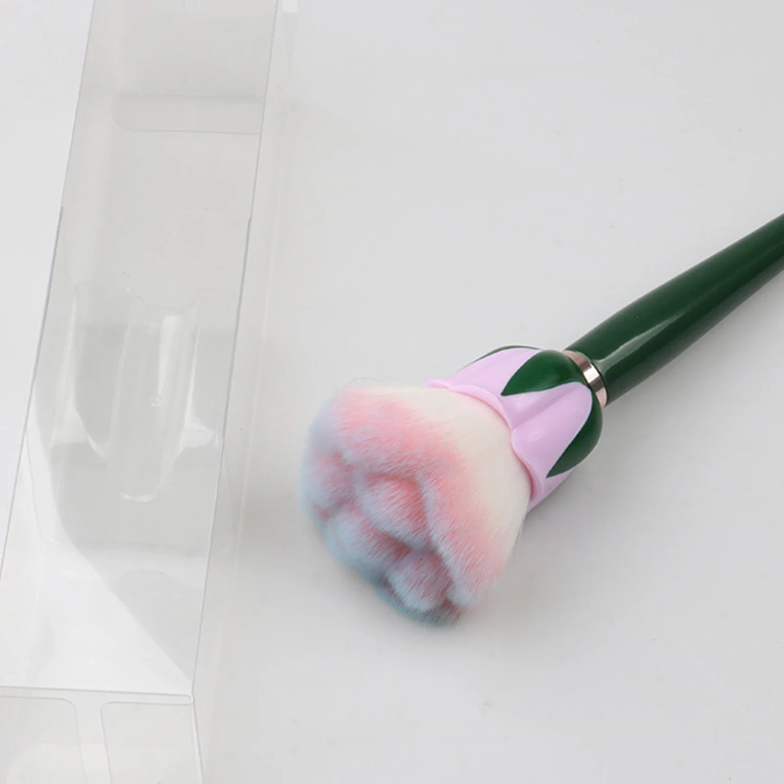 แปรงแต่งหน้าด้ามไม้รูปดอกกุหลาบ สำหรับแต่งเล็บ ปัดฝุ่น แป้งปัดแก้ม ดีไซน์เรียบง่าย สร้างสรรค์ มีเอกลักษณ์