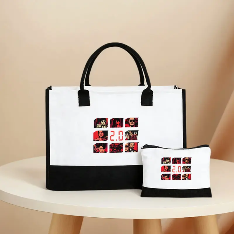 Kpop Fan Gift Arirang World Tour 2026 Color Blocking Tote Bag and Makeup Bags Multifunctional Storage Large Capacity Handbag