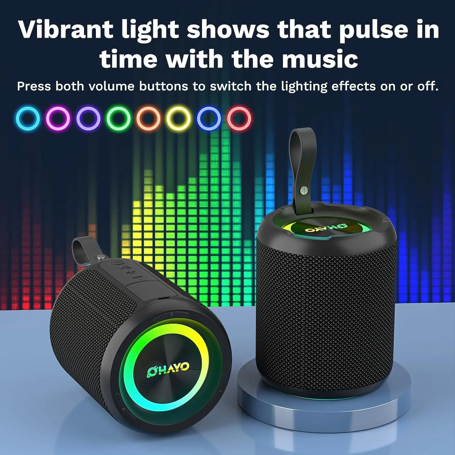 

OHAYO 40W Wireless Portable Bluetooth Speaker with Lights, IPX7 Waterproof, Loud Sound, RGB Lights,TWS Pairing, AUX&TF-Card in