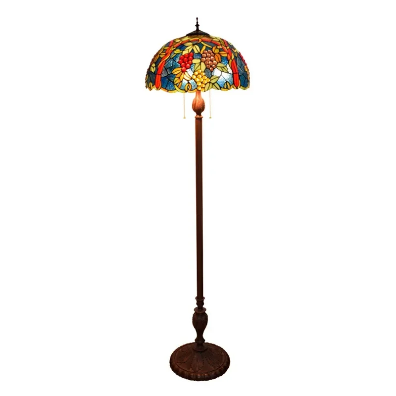 

Guest Restaurant Floor Floor Lamp Bar American Decorative Stained Glass Grape Fruit Lamp