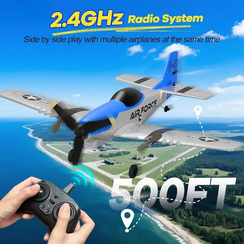

Z63 Rc Fixed-Wing P51 Mustang Fighter, Simulated Wwii Epp Foam Glider Aircraft Model For Rc Aviation Hobby Collectors