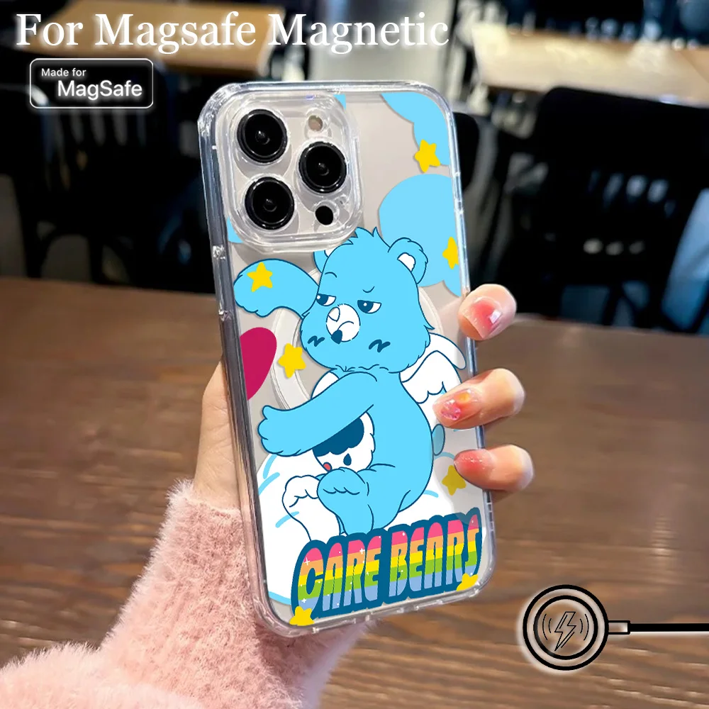 Niedliche C-Cares Cartoon-Bären-Magsafe-Magnet-Handyhülle für iPhone 16 15 14 13 12 11 8 7 Plus Pro Max X XR XSMax Klare TPU-Abdeckung – Detail 9