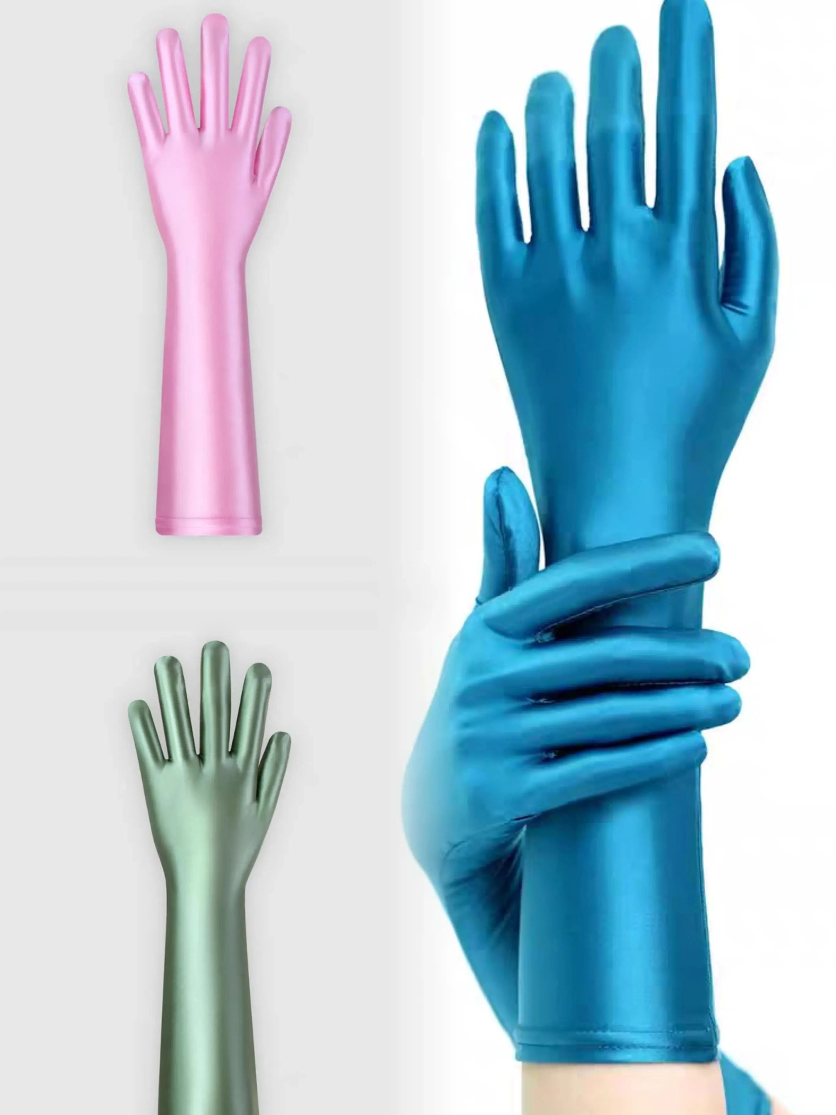 DROZENO satin oil glossy connected finger gloves  cos anime riding sunscreen etiquette multicolor medium long gloves