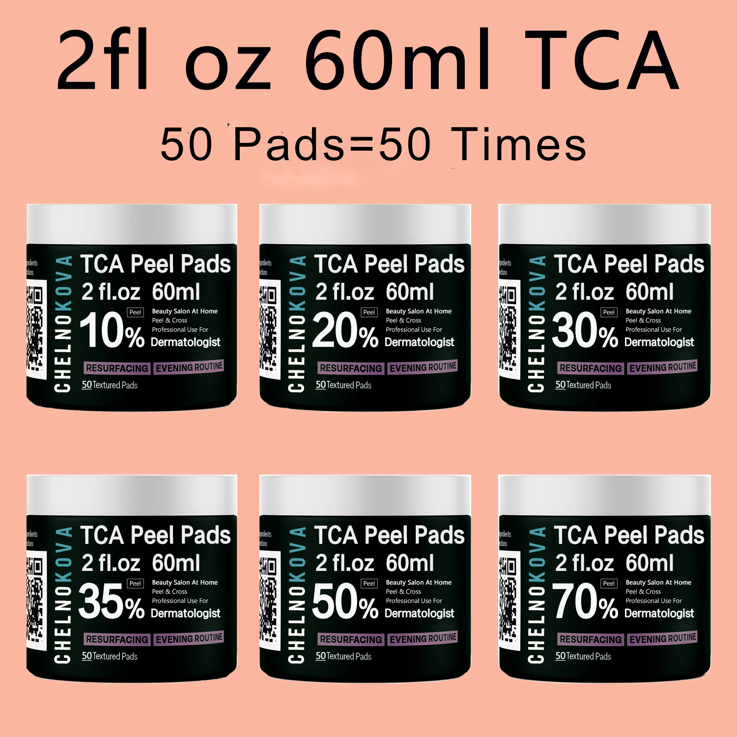 PURE&TCA acid TCAacid pads 60ml include of TCAacid 70 75pads.chemical peeling, peels pads 70 50 35 30 20 10