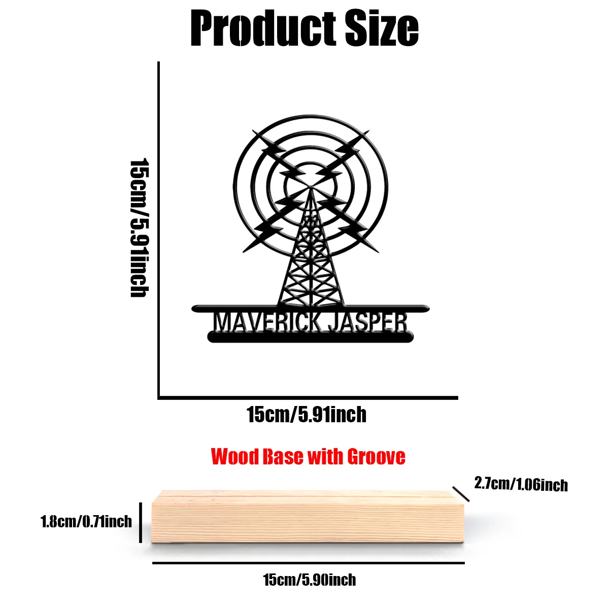 1 قطعة برج إشارة مخصص على الموضة تماثيل معدنية فنية معدنية مع قاعدة خشبية مناسبة للعمال والمكاتب وغرف النوم ، l #3