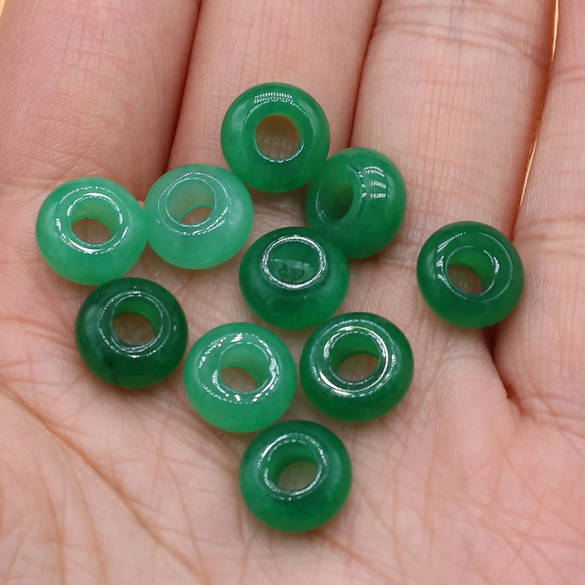 Big Hole Beads Malay Jade Natural Stone Loose Beads Hole Size 5*10mm Abacus Beads Powder Crystal Jade DIY Handmade Jewelry