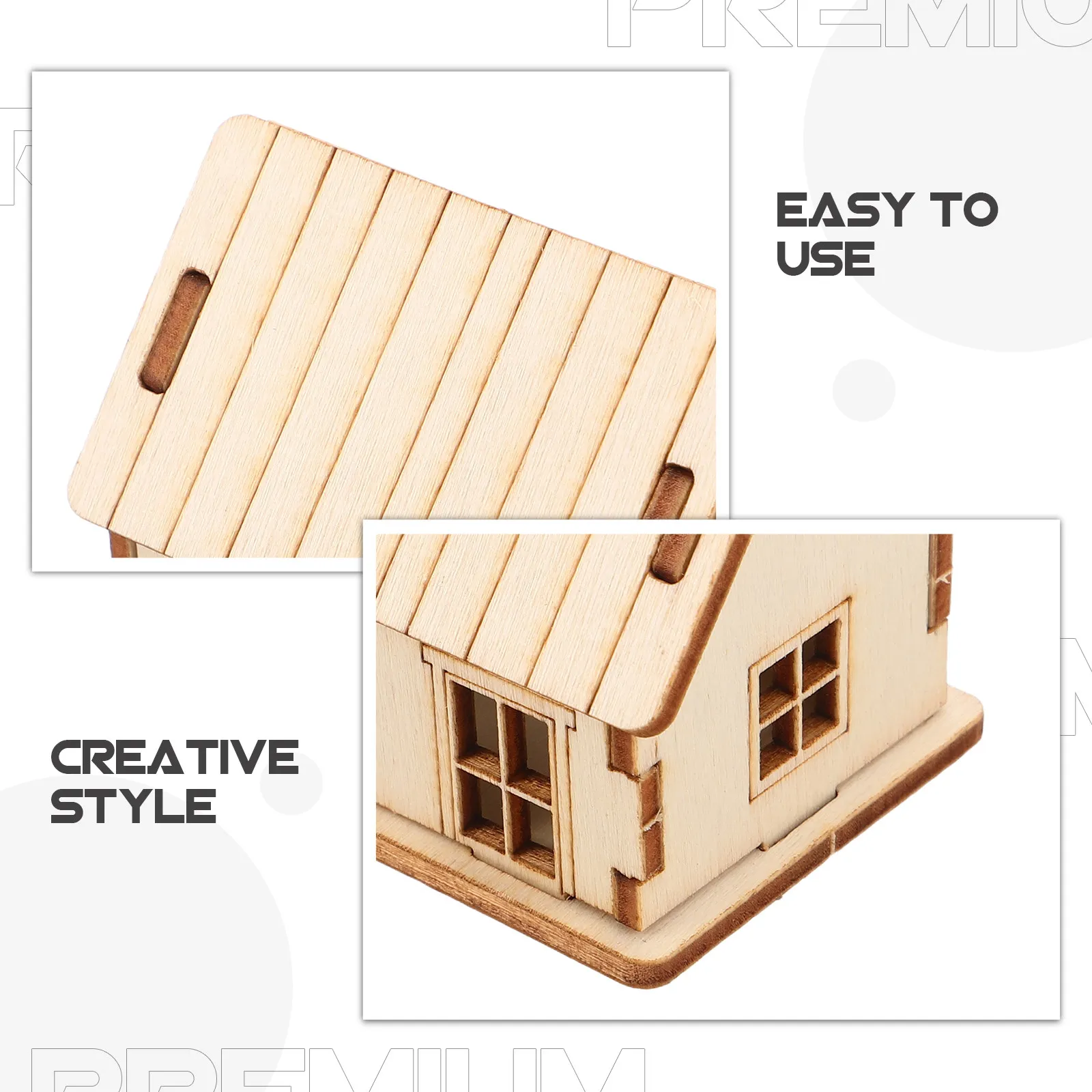 ミニチュア木製ハウスDIY 3Dパズル 塗装可能な木製キャビン 砂場用木製装飾 楽しいDIY木製ハウス