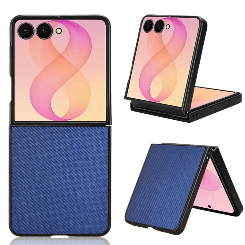 For Samsung Galaxy Z Flip 8 5G Luxury Carbon Fiber PU Leather Hard Back Cover ShockProof Case For Galaxy Z Flip 8 5G Phone Coque