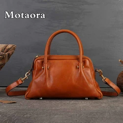 MOTAORA New Retro Women Solid Shoulder Bag 2024 Luxury Genuine Leather Handbag For Female Cowhide Large Capacity Crossbody Bags