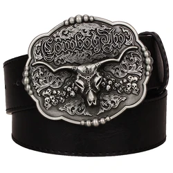 Legal texas cowboy cinto tauren retro cintos de couro selvagem ocidental estilo cowboy cintura de couro masculino bull crânio cintura jeans cinta