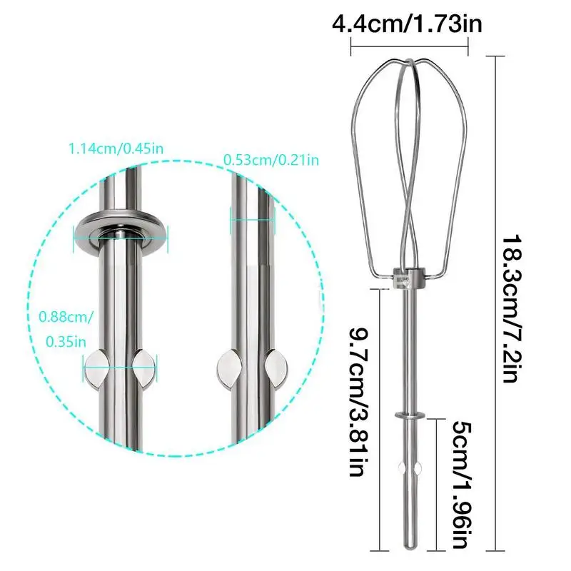 2pcs Hand Mixer Attachments Cordless Egg Whisker Hand Push Stainless Steel Egg Beater Tool Compatible With 4KHM512TCB0