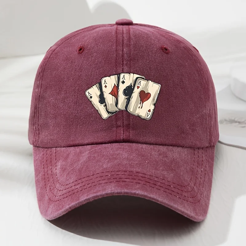 

A Unisex Baseball Cap with AAAA Playing Card Print, Soft Top, Vintage Style for Men and Women, Adjustable Fit, Suitable for Outd