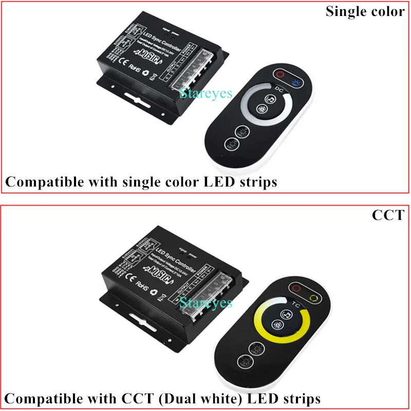 RF 433 Remote Controller Touch Screen Remote Control Single color Dimmer CCT RGB RGBW RGBCCT LED strip Music Activated receiver