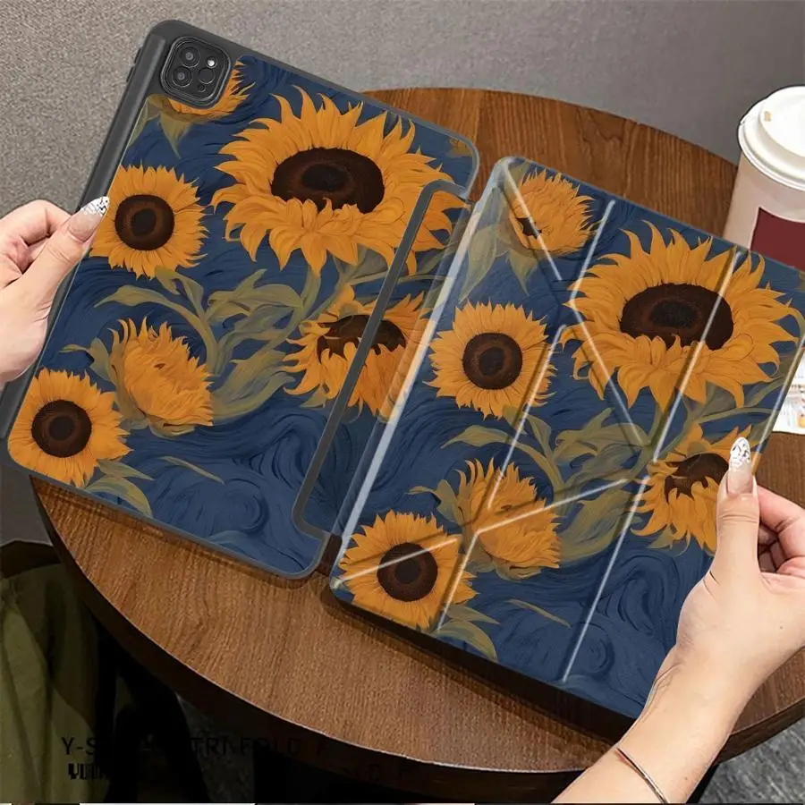 Creative Sunflower Art Holder Cover Tablet Case For iPad Pro 2025 Mini 6 7 Air 4 5 M3 M2 M4 11inch Pro 11th 10th 9th 8th 7th