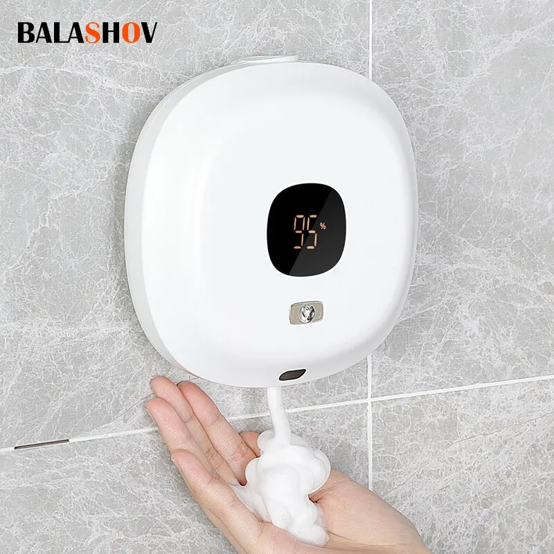 Wall Mounted Automatic Foam Soap Dispenser Bathroom Smart Washing Hand Machine USB Charging Touchless LED Display Soap Dispenser