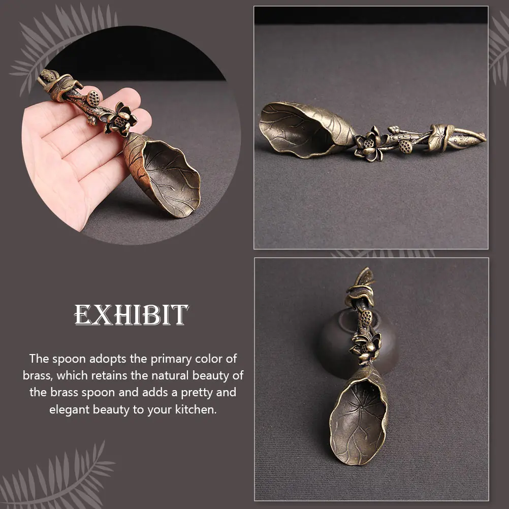 

Brass Tea Scoop Chinese Style Vintage Spoon for Loose Tea Decorative Teahouse Kitchen Utensil Small Teaware Adornment
