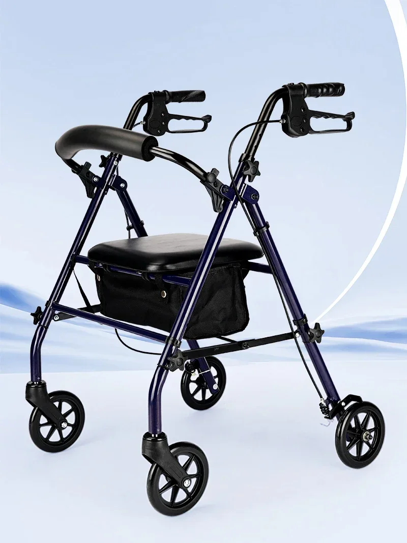 Elderly walker four-wheeled moped shopping trolley can sit on the transportation artifact to assist in preventing falls