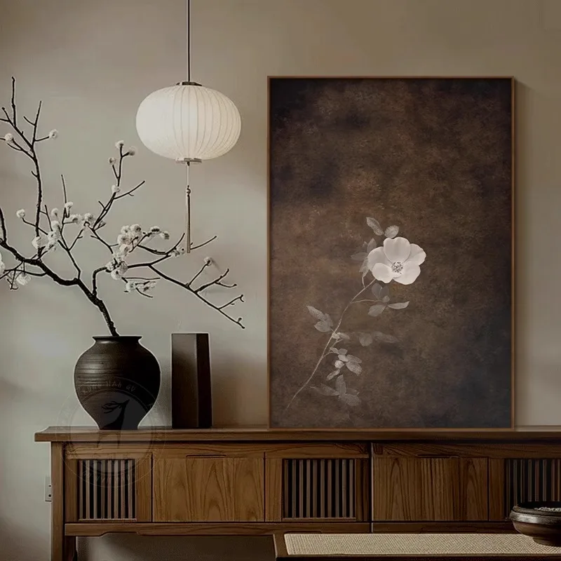 

Tea room living room decorative painting Chinese background wall mural bedroom aesthetic hanging painting style hanging painting