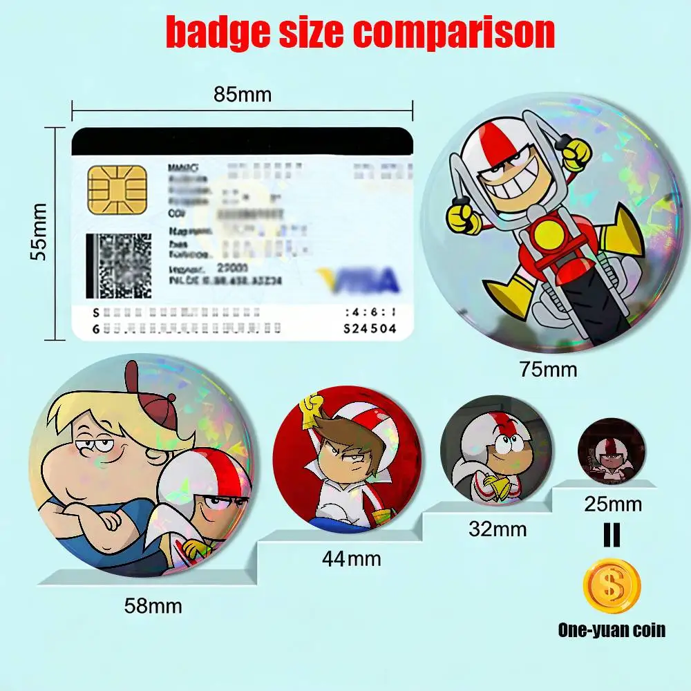 extreme challenges Kick Buttowski HD Print 58mm 44mm Round Lapel Pins Pretty Derby Round Display Brooches Brooch Badges