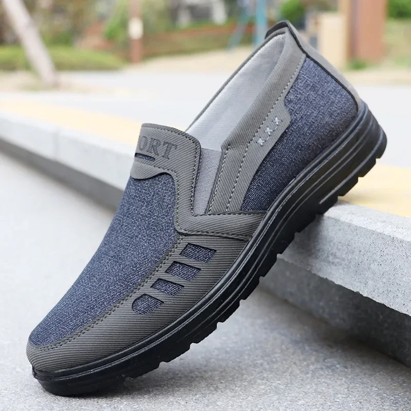 Spring and Autumn Men's Polyurethane Cloth Shoes Breathable and Wear-resistant Lightweight One-pedal Casual Shoes