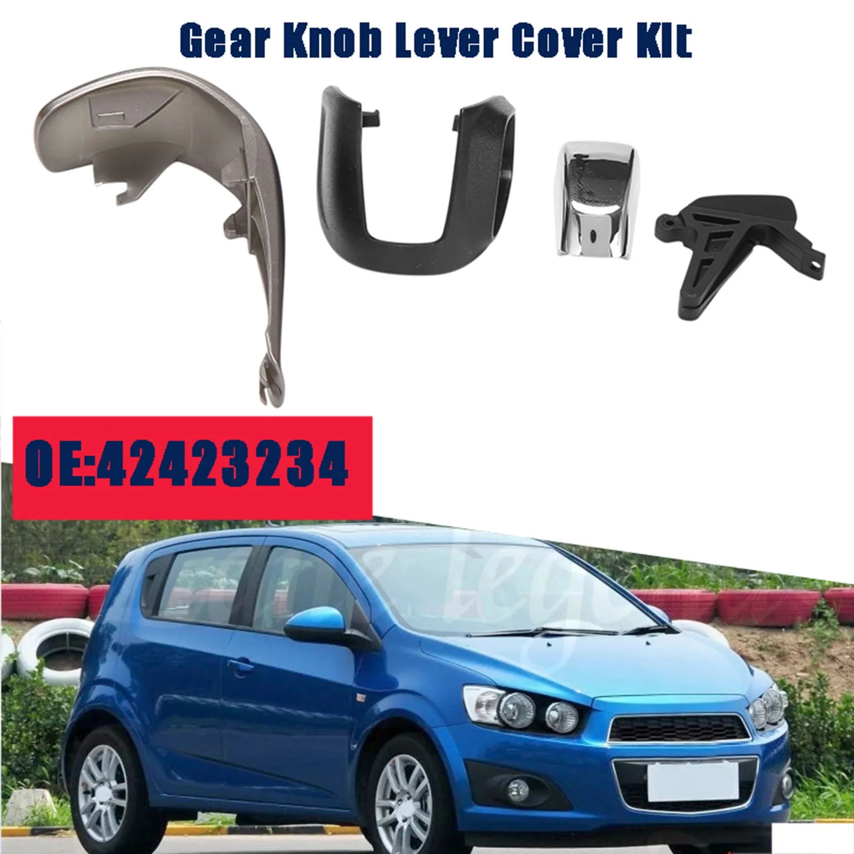 Imagem -02 - Carro Engrenagem Shift Knob Lever Capa Kit para Chevrolet Sonic Trax Aveo 20122023 42423234