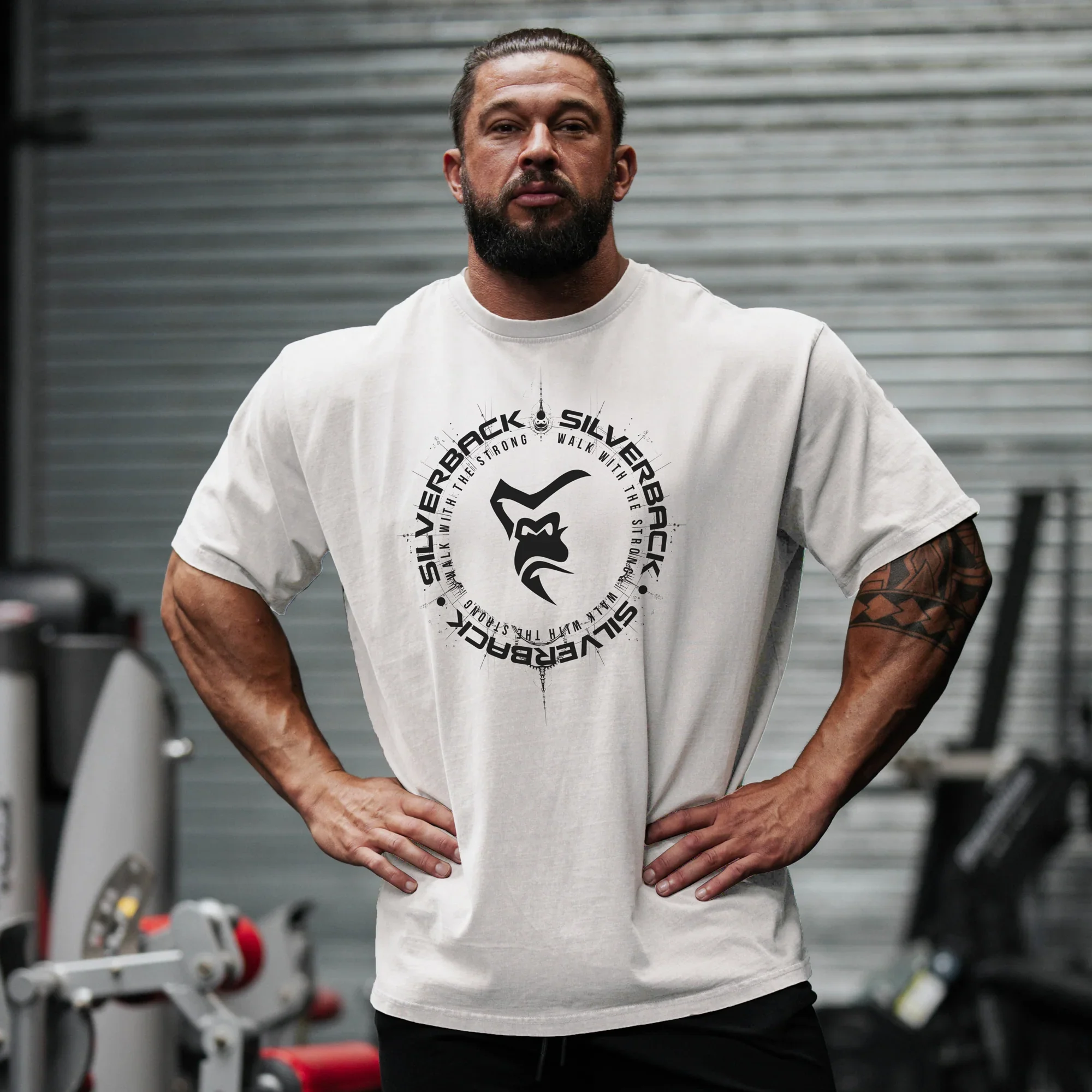 SILVERBACK Oversized T Shirt Men O Neck Dropped Shoulders Loose Running T-shirts Half Sleeve Fitness Bodybuilding Gym Clothing