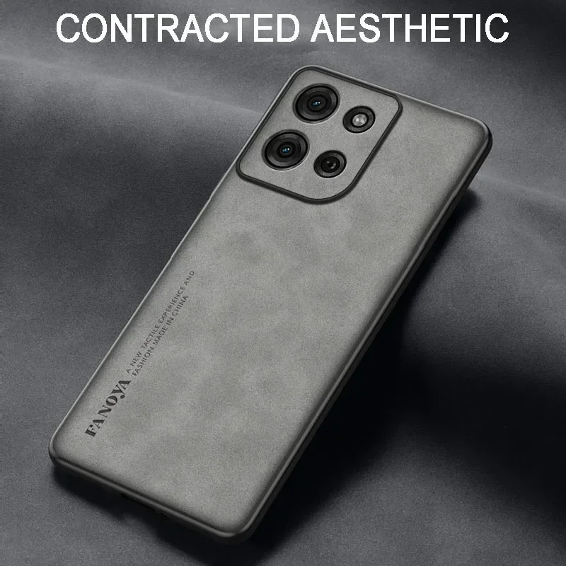 Hülle für Motorola Moto Edge 60 Fusion, luxuriöse Schaffell-Leder-Handyhülle für Moto Edge 60 Stylus 50 Fusion Edge 50 mattes Silikon – Detail 2
