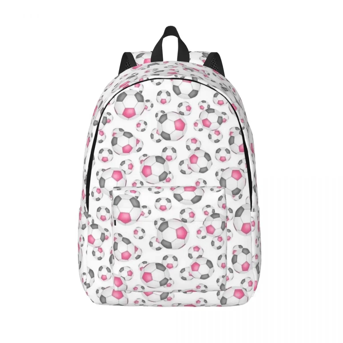 

Cute Pink Gray White Soccer Balls Backpack Preschool Primary School Student Sport Football Bookbag Boy Girl Kids Canvas Daypack