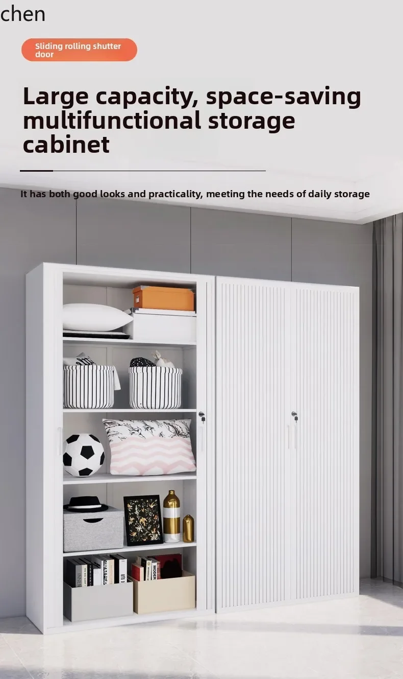 A3-2  Household Sliding Roller Shutter Door Storage Sunscreen Roller Door Cabinet Steel Storage Cabinet