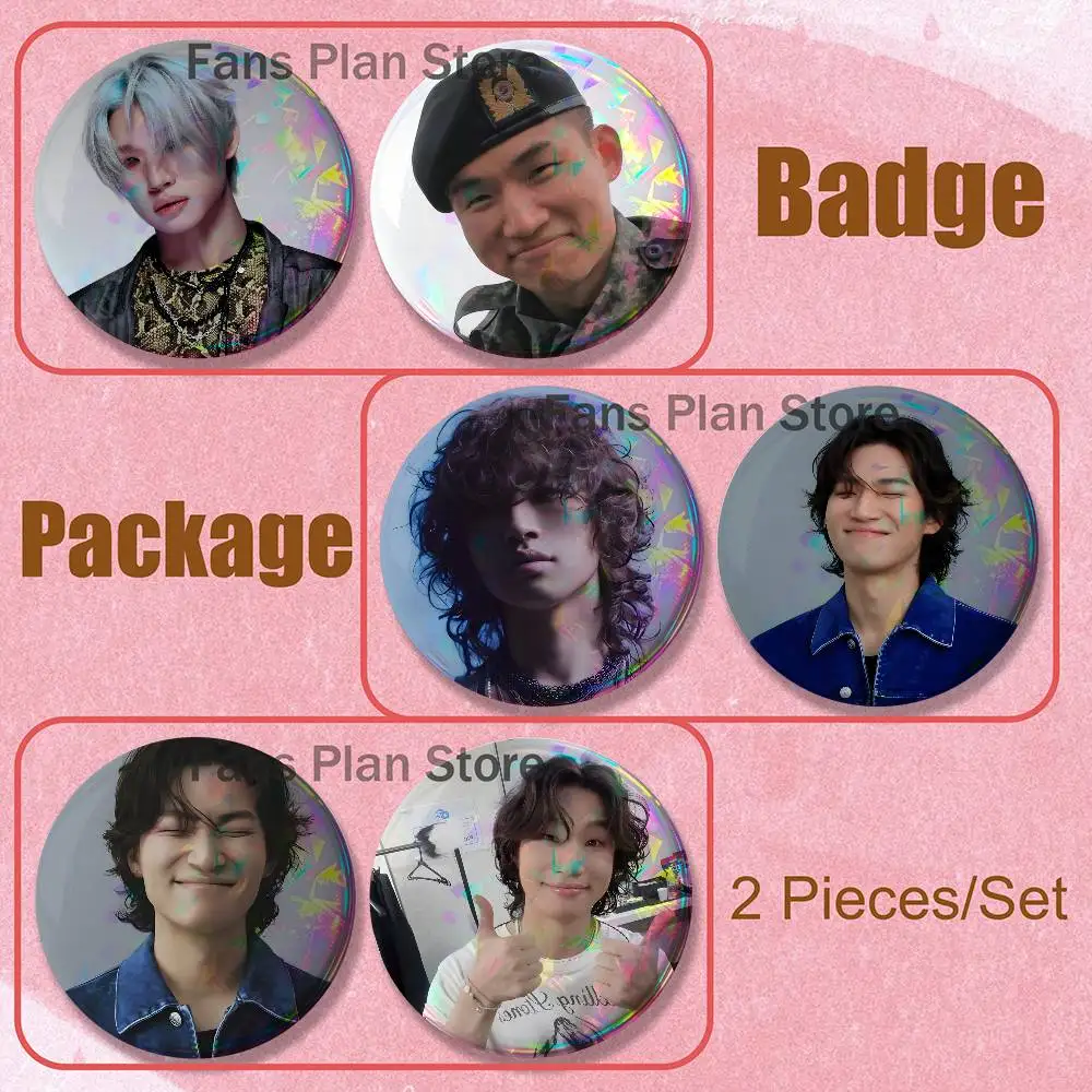 Singer D-Daesung Brooches For Backpack Accessories 25,32,44,58,75mm Round Enamel Pins 2-piece Set Cartoon Anime Fan Merchandise