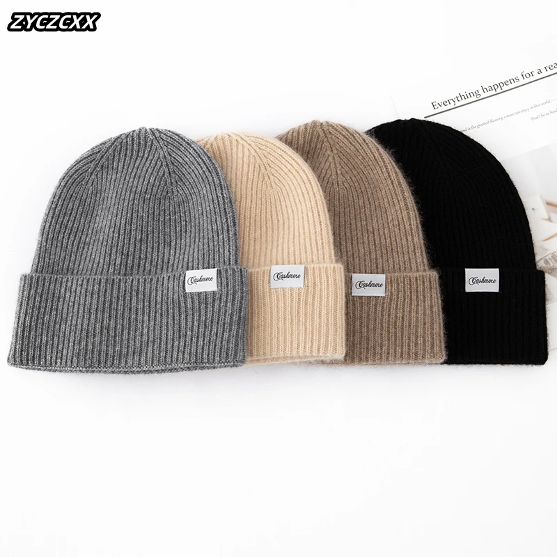 

High Quality Non-gender 100% Pure Goat Cashmere Hat Winter New Thick Warm Men's Hat Women's Solid Windproof Outdoor Sports Hat