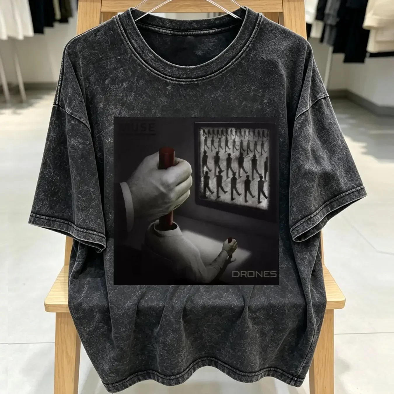 washed T Shirt Muse North America 2015 Drones Tour Dates Alternative Rock Band long or short sleeves vintage Washed Stylish