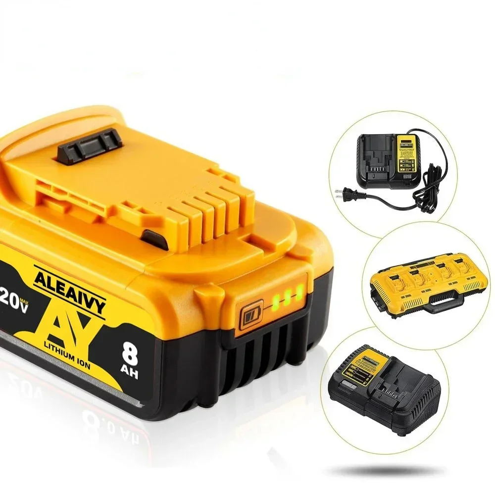 Nova bateria compatível para ferramentas elétricas dewalt 18v 8.0ah recarregável baterias de lítio 20v 18 volts 18v 5ah 6ah 8ah