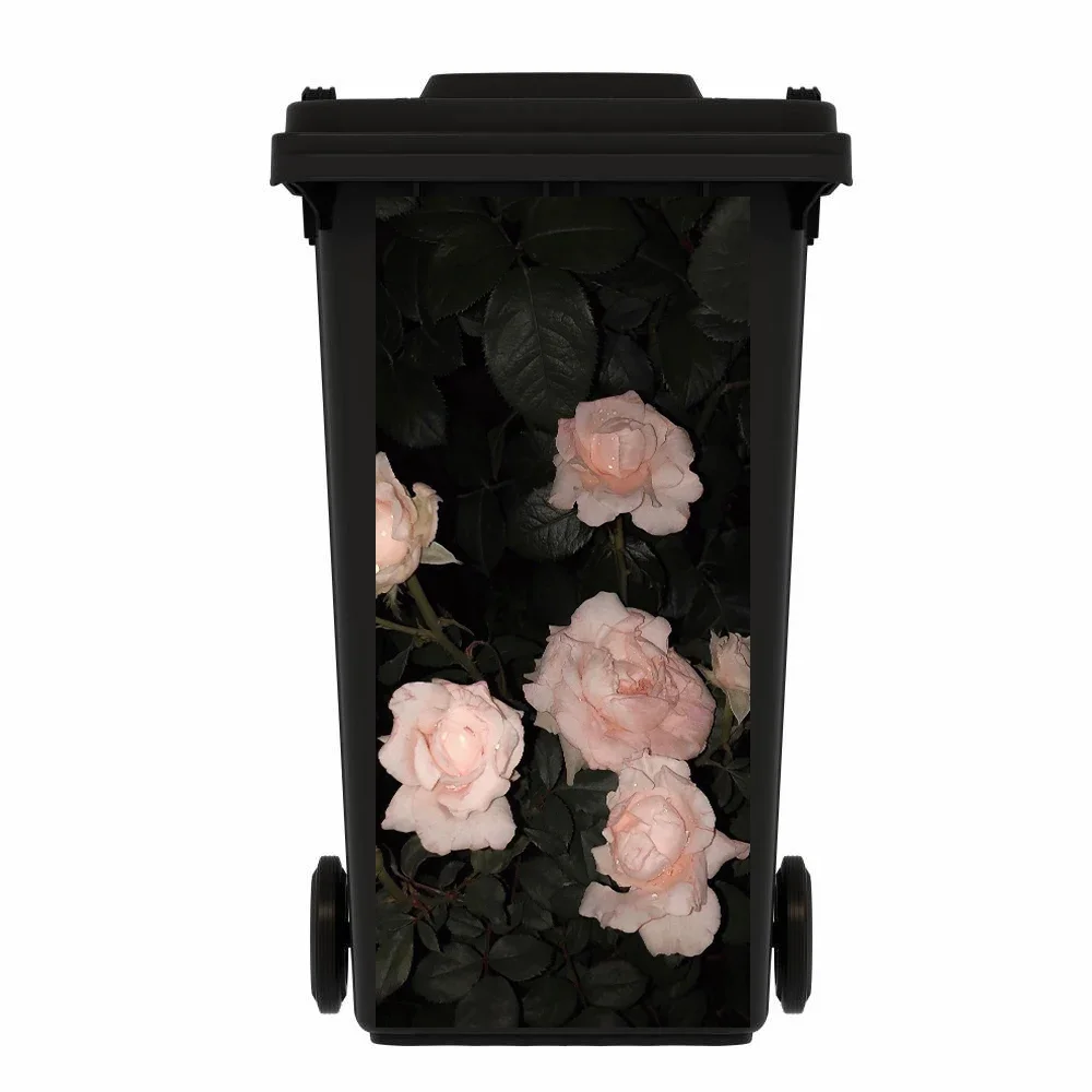 Dark Trash Can Stickers Adhesive Waterproof Bouquet On Black Wall Stickers Bedroom Kitchen Autocollant Pour Poubelle Exterieure