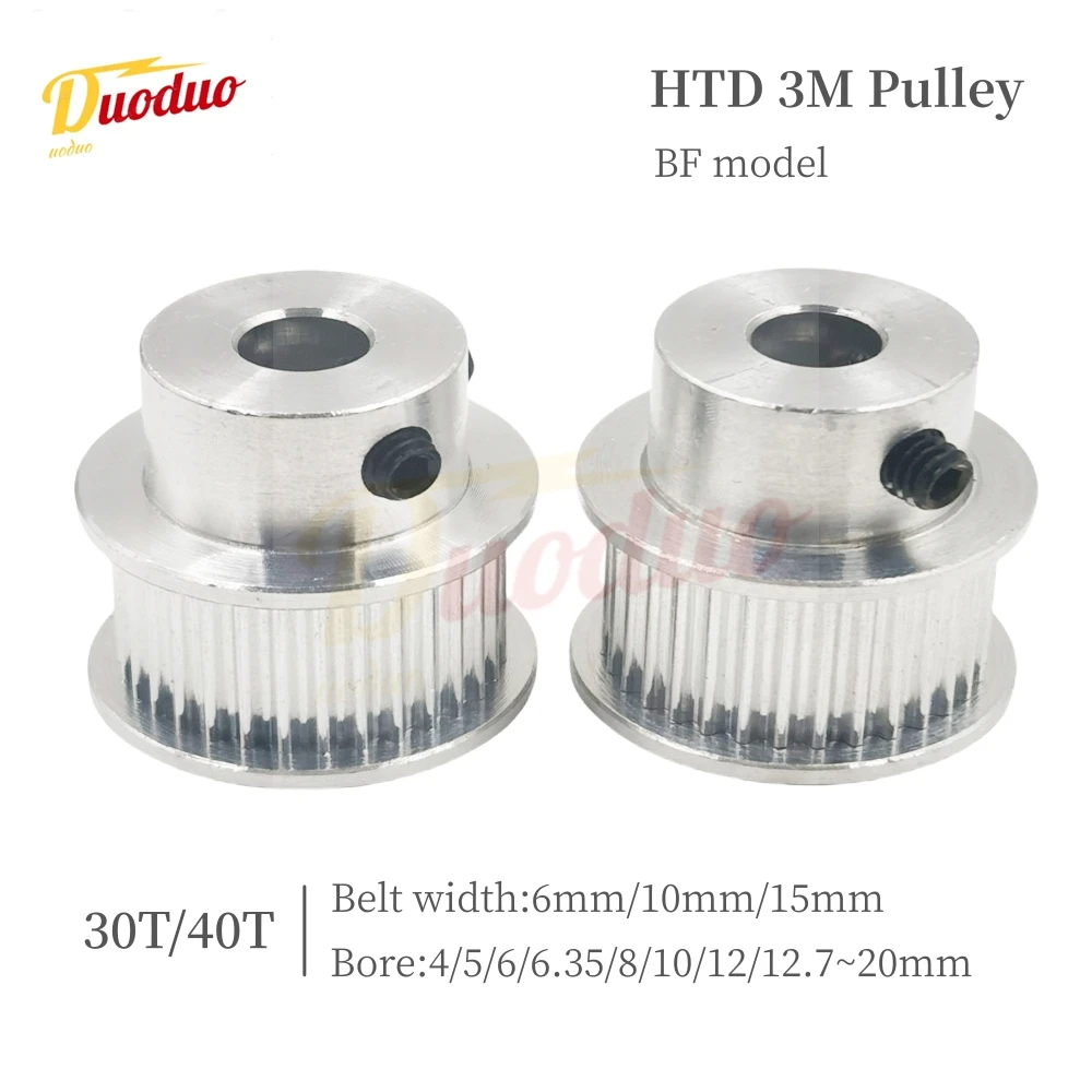 

HTD 3M BF Type 30 Tooth，40 Tooth Timing Belt Pulley Synchronous Wheel Aperture 4/5/6/6.35~20mm Suitable For Belt Width 6/10/15mm