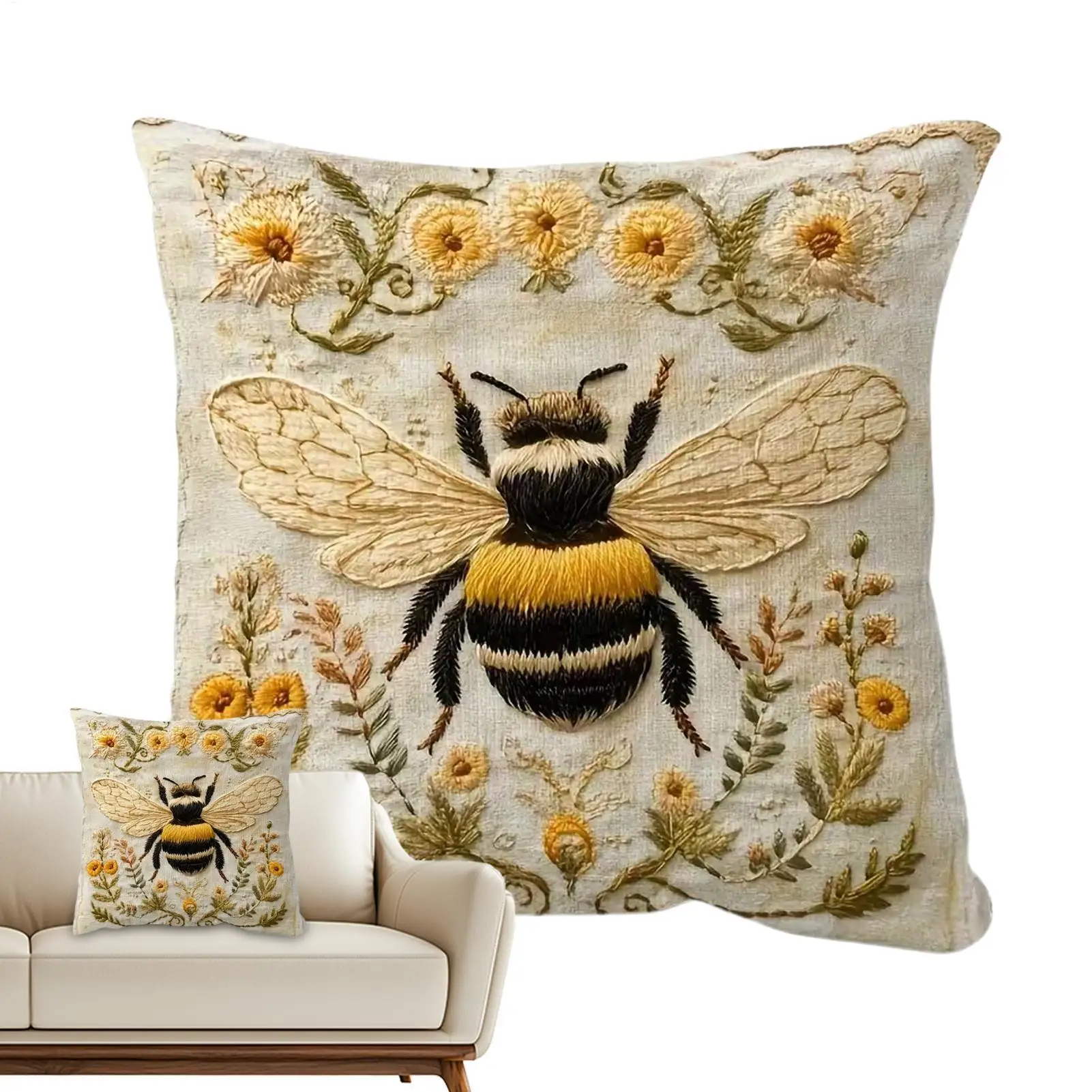 Bee throw Pillow Cover 45x45cm Imitation Embroidery Sofa Decoration Pillowcase Sofa Cushion Sleeve For Home Bedroom Living Room