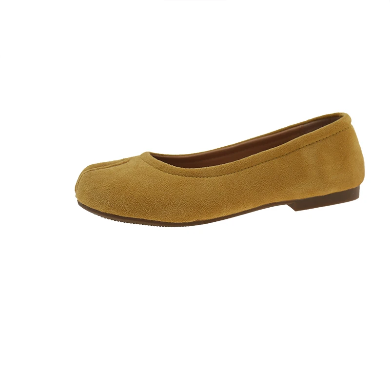 2026 Spring Summer Women Suede Tabi Toe Ballet Flats Shoes Decor Slip on Non-Slip Soft Sole Casual Daily Mary Jane Shoes 35-40