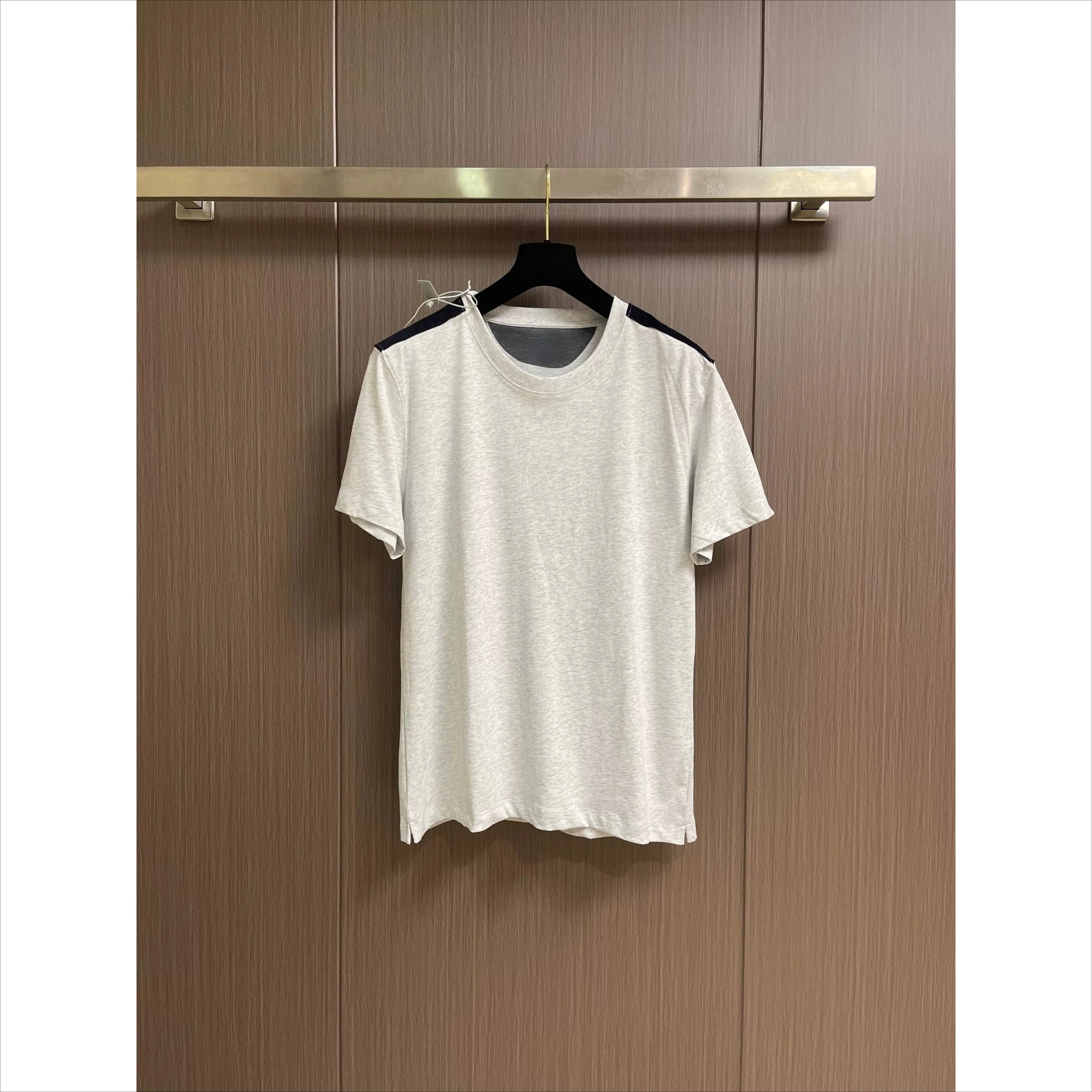 

Italian Summer BC Embroidery Badge Comfortable Casual Organic Cotton Crew Neck Short Sleeve T-Shirt