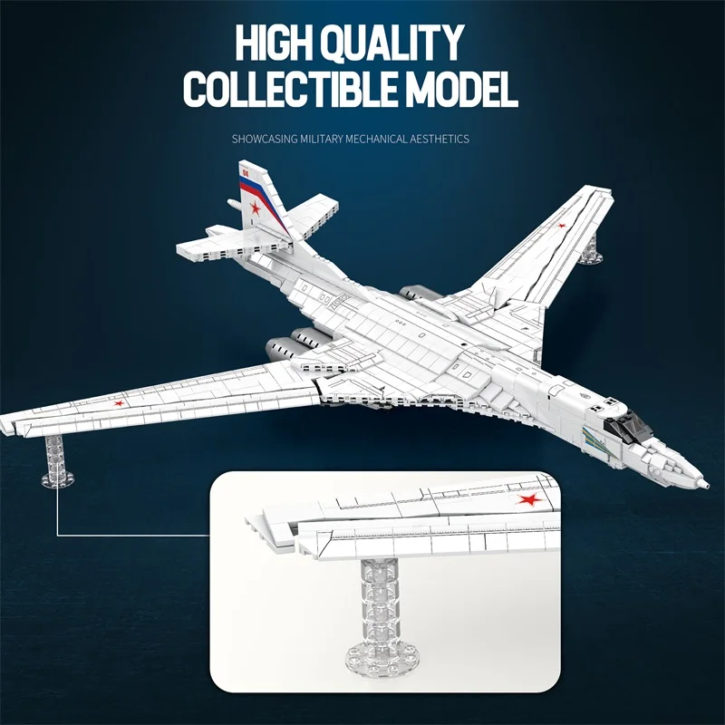 NEW Military Russia Tu-160 White Swan Strategic Bomber Building Blocks Toys WW II Russia Soviet Air Force Plane Bricks Kids Gift