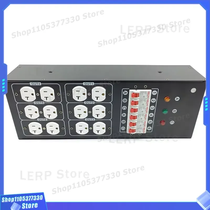 32A Portable Power Distribution Box 6 Way American Plug Stage Lighting Cabinet Five Wire Electric Box For Instrument