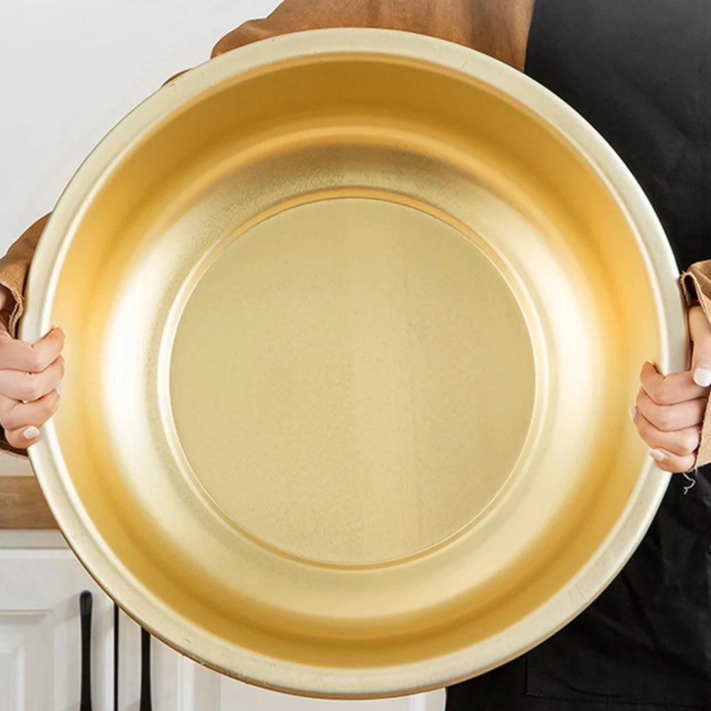 

Yellow Aluminum Soup Basin Thickened Kitchen Fruit Wash Tub Large Capacity Vegetable Container Home Kitchen Utensils